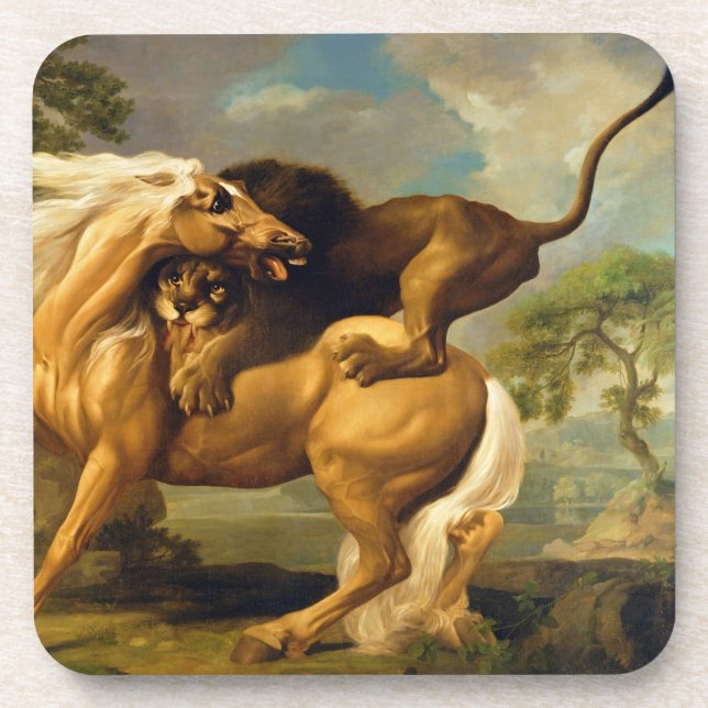 Dessous-de-verre George Stubbs | un lion attaquant un cheval, (Devant)