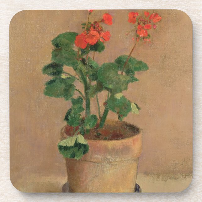 Dessous-de-verre Géraniums dans un pot, c.1905 (huile sur la toile) (Devant)