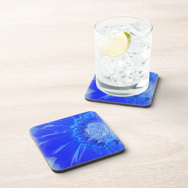 Dessous-de-verre gerbera bleu électrique (Côté Droit)