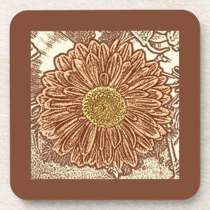 Dessous-de-verre Gerbera Daisy Block Imprimer - brun et bronze