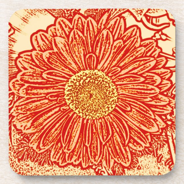 Dessous-de-verre Gerbera Daisy Block Imprimer - safran orange (Devant)