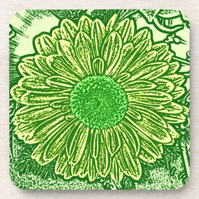 Dessous-de-verre Gerbera Daisy Block Imprimer - vert citron (Devant)