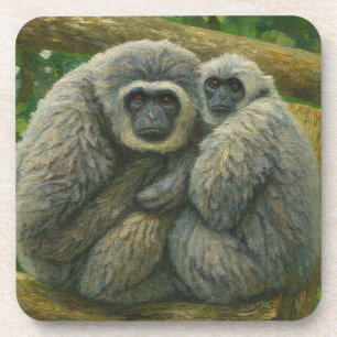 Dessous-de-verre Gibbon Companions - Portrait émotionnel de la faun