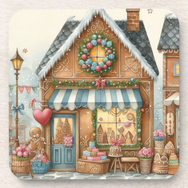 Dessous-de-verre Gingerbread Bakery House Shop 3 beverage coaster (Devant)