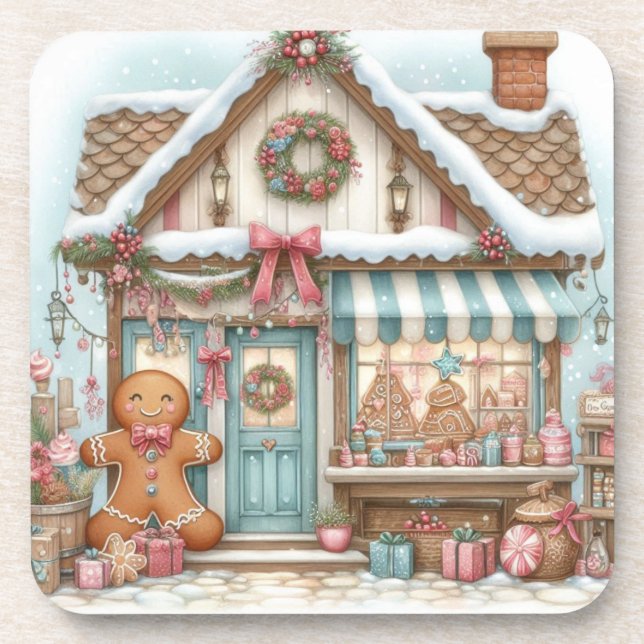 Dessous-de-verre Gingerbread Bakery House Shop beverage coaster (Devant)