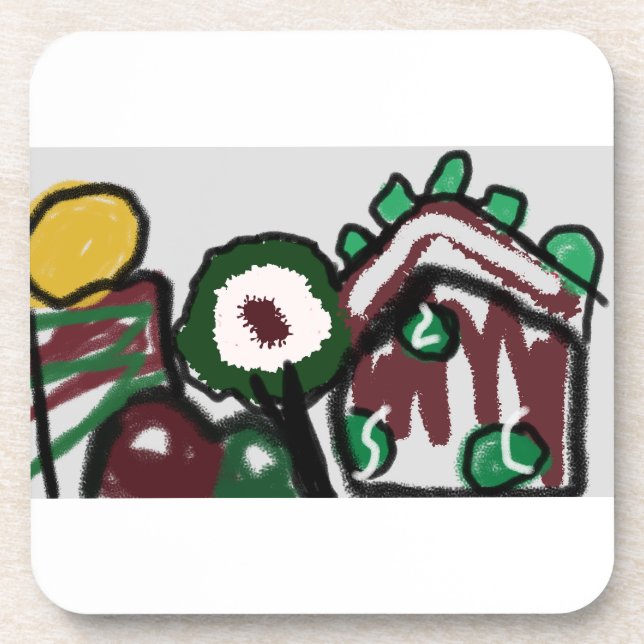 Dessous-de-verre Gingerbread house joy love  (Devant)