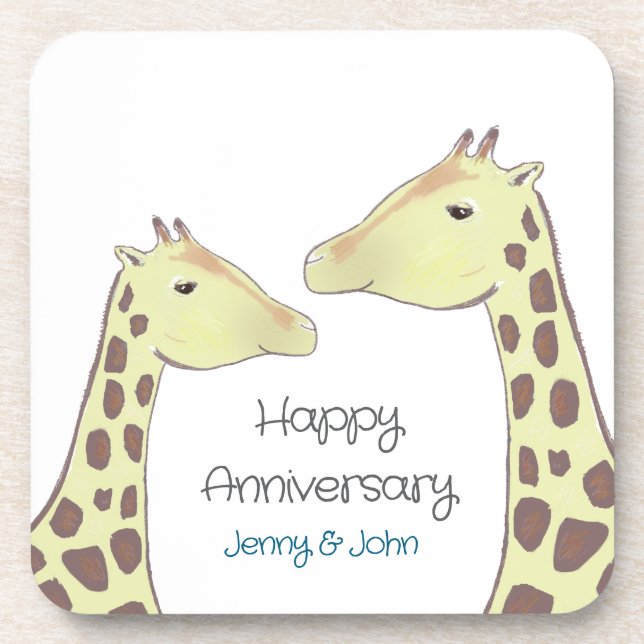 Dessous-de-verre Giraffe Couple Wedding Anniversary (Devant)
