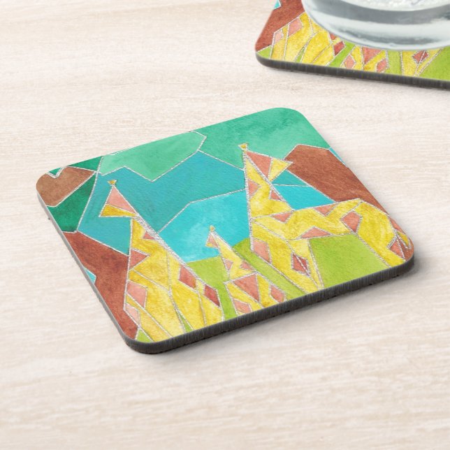 Dessous-de-verre Giraffe Family Original Abstract Art (Côté gauche)