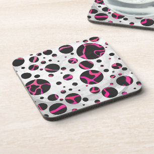Dessous-de-verre Giraffe rose chaude et noire