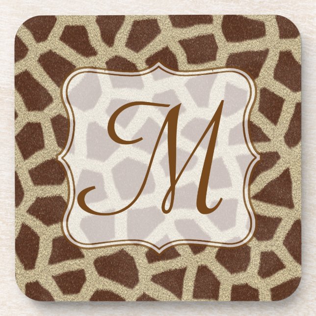 Dessous-de-verre Giraffe Spot Poster de animal Monogramme Dessous d (Devant)