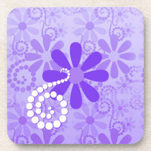 Dessous-de-verre Girly Purple Floral Retro Flowers