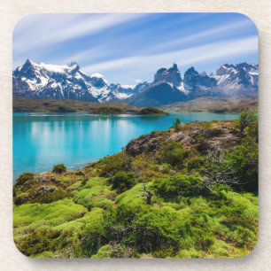 Dessous-de-verre Glace et neige   Lac Pehoe, Patagonie, Chili