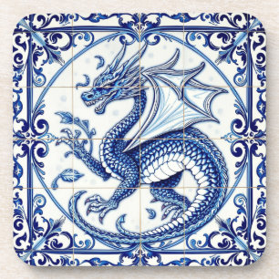 Dessous-de-verre glissière de dragon de lune de saphir