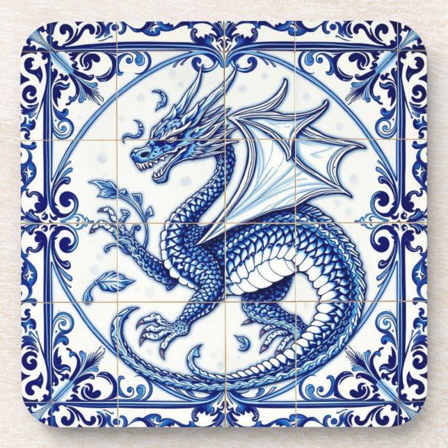 Dessous-de-verre glissière de dragon de lune de saphir (Devant)