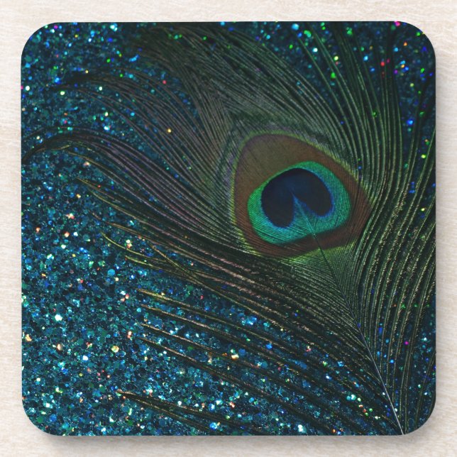 Dessous-de-verre Glitter Aqua Peacock (Devant)