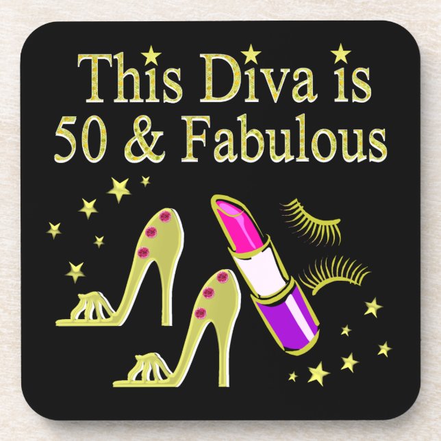 DESSOUS-DE-VERRE GLITZY GOLD 50E ANNIVERSAIRE DIVA DESIGN (Devant)