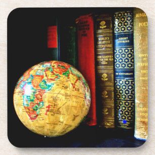 Dessous-de-verre Globe et livres vintages