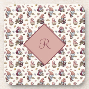 Dessous-de-verre Gnomes au monogramme faisant de la pâtisserie, Cup