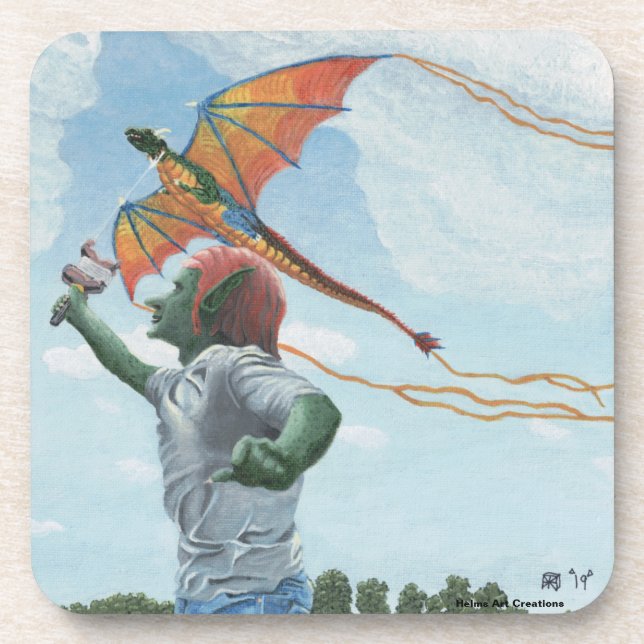 Dessous-de-verre Goblin Flying Dragon Kite Imaginaire Beverage Coas (Devant)