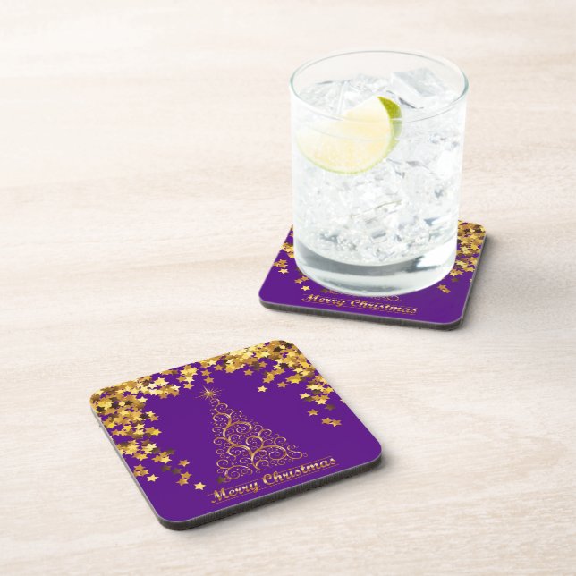 Dessous-de-verre Gold Abstrait Christmas Tree Beverage Coaster (Côté Droit)