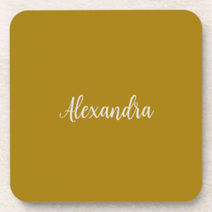 Dessous-de-verre Gold Color Minimalist Plain Ajouter Nom Calligraph
