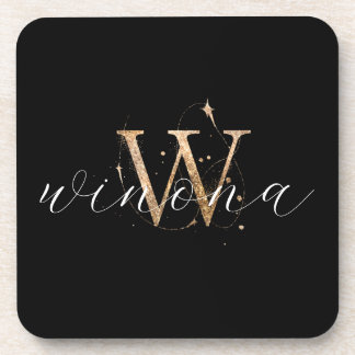 Dessous-de-verre Gold Parties scintillant W Initial Script Name Mod