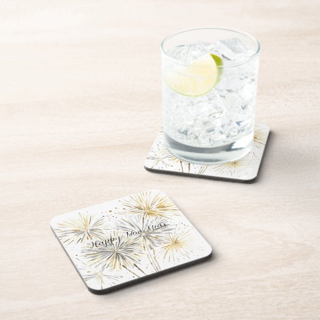 Dessous-de-verre Gold Silver Fireworks New Year's Eve or Day (Côté Droit)