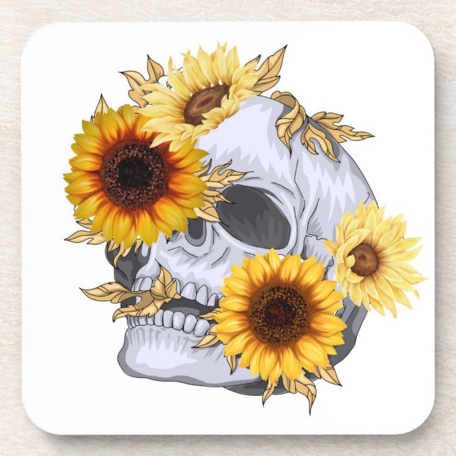 DESSOUS-DE-VERRE GOLDEN BLOOM SKULL (Devant)