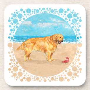 Dessous-de-verre Golden Retriever à la Plage