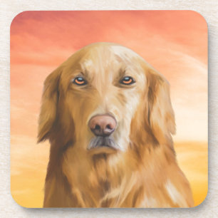 Dessous-de-verre Golden Retriever Dog Water Color Art Peinture à l'