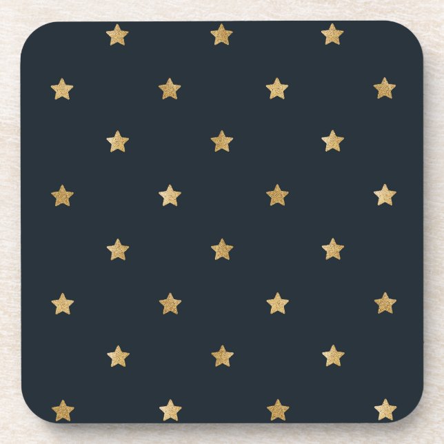 Dessous-de-verre Golden Stars on Midnight Black (Devant)