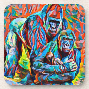 Dessous-de-verre Gorilla Ape Famille Animaux Abstraits Faune Art