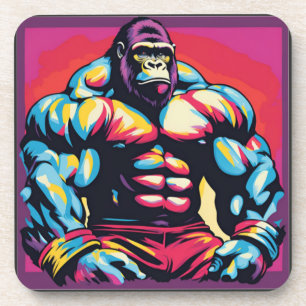 Dessous-de-verre Gorilla Bodybuilder Lifter Pop Art Dessin