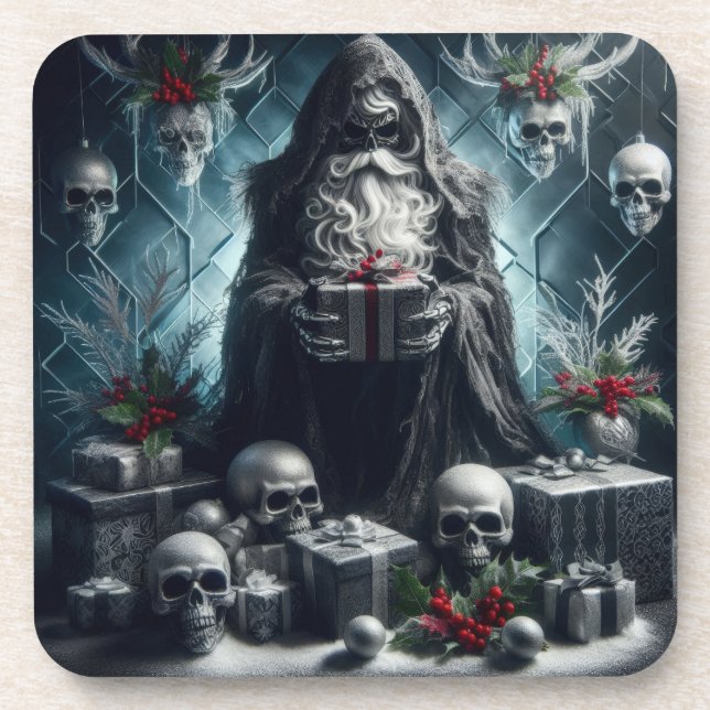 Dessous-de-verre Gothic Father Time Skeleton | Dark Monotone Skulls (Devant)