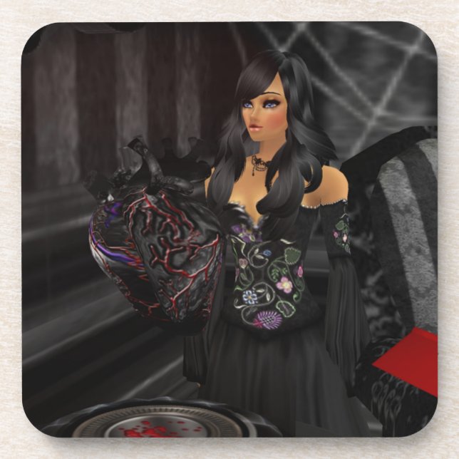 Dessous de verre gothiques du coeur noir (Devant)