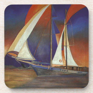 Dessous-de-verre Goulet Artistique sous voile en orange et violet