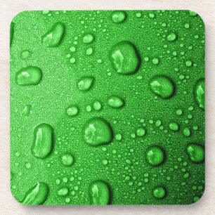 Dessous-de-verre Gouttelettes d'eau sur l'arrière - plan vert,
