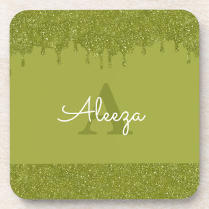 Dessous-de-verre Gouttes de paillettes vert olive