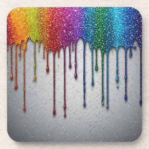 Dessous-de-verre Gouttes de peinture arc-en-ciel vibrant