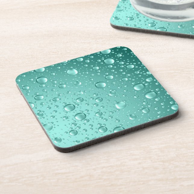 Dessous-de-verre Gouttes de pluie Abstraite Turquoise-verte métalli (Côté gauche)