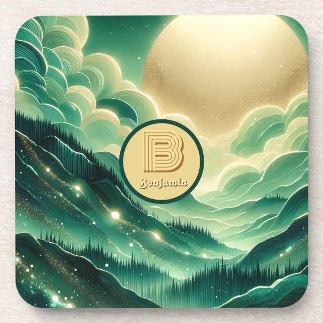 Dessous-de-verre Gradient Emerald Kelly Parties scintillant verte M (Devant)