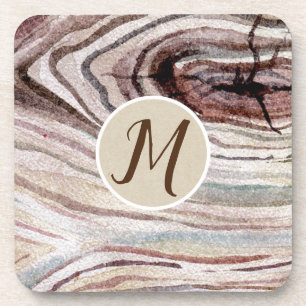 Dessous-de-verre Grain de Bois Rustique Naturel Aquarelle Moderne C