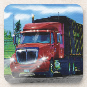 Dessous-de-verre Grand camion rouge de cargaison pour des