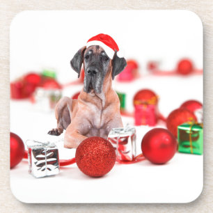 Dessous-de-verre Grand Danois avec ornements de Noël Cadeaux