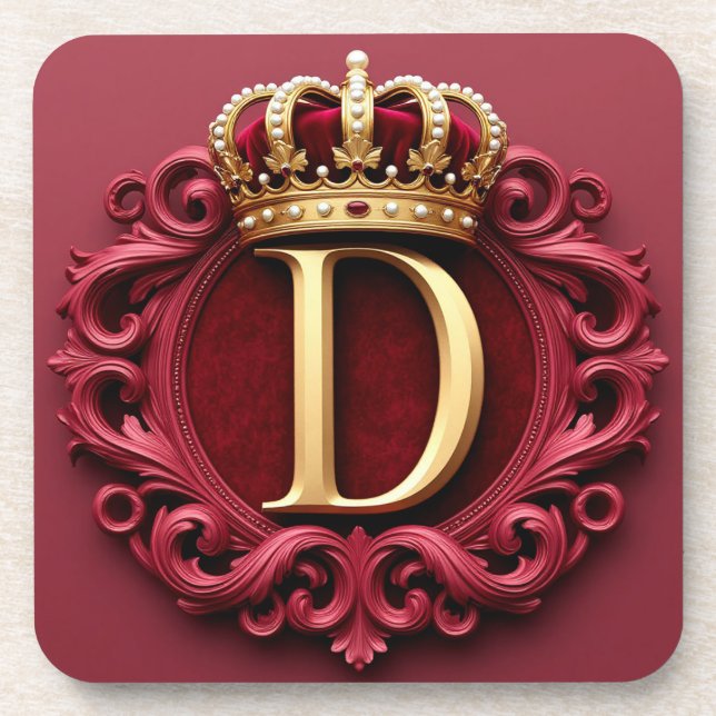 Dessous-de-verre Grand Monogramme D sur Velours Rouge (Devant)