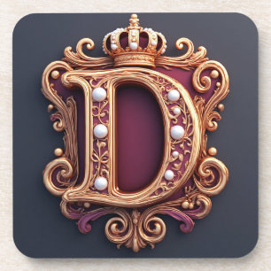 Dessous-de-verre Grand monogramme D sur velours rouge