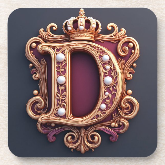 Dessous-de-verre Grand Monogramme D sur Velours Rouge (Devant)
