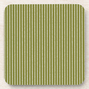 Dessous-de-verre Grandes vertes et blanches d'olive avec lignes iné