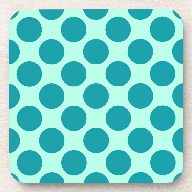 Dessous-de-verre Grands points rétro - aqua et turquoise (Devant)