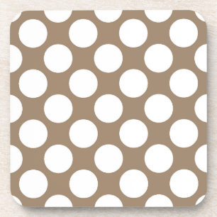Dessous-de-verre Grands points rétro - blanc et taupe